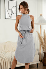 Load image into Gallery viewer, Drawstring Open Back Slit Sleeveless Dress