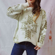 Load image into Gallery viewer, Snowflake Pattern Long Sleeve Sweater
