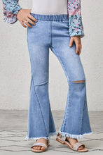 Load image into Gallery viewer, Girls Distressed Frayed Trim Flare Jeans