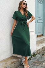 Load image into Gallery viewer, Flutter Sleeve Belted Surplice Midi Dress
