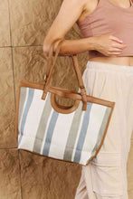 Load image into Gallery viewer, Fame Striped In The Sun Faux Leather Trim Tote Bag