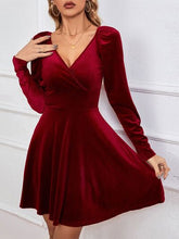 Load image into Gallery viewer, Surplice Long Sleeve Mini Dress
