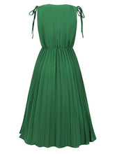 Load image into Gallery viewer, Pleated V-Neck Sleeveless Midi Dress