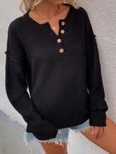 Load image into Gallery viewer, Buttoned Exposed Seam High-Low Sweater