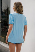 Load image into Gallery viewer, Button Detail Puff Sleeve Tee