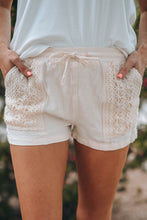 Load image into Gallery viewer, Crochet Detail Drawstring Shorts