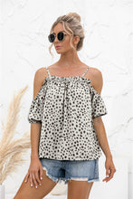 Load image into Gallery viewer, Printed Cold-Shoulder Frill Trim Blouse
