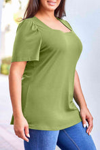 Load image into Gallery viewer, Plus Size Square Neck Puff Sleeve Tee