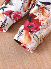 Load image into Gallery viewer, Baby Girl Graphic Ribbed Ruffle Shoulder Bodysuit and Printed Pants Set