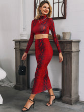 Load image into Gallery viewer, Snakeskin Print Crop Top and Pencil Skirt Set