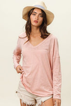 Load image into Gallery viewer, BiBi Exposed Seam V-Neck Long Sleeve T-Shirt