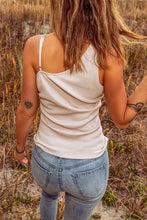 Load image into Gallery viewer, Asymmetrical Neck Sleeveless Waffle-Knit Tank