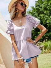 Load image into Gallery viewer, Scoop Neck Flounce Sleeve Blouse