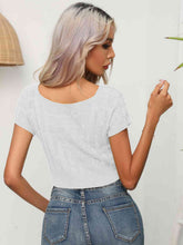 Load image into Gallery viewer, Cable-Knit Round Neck Short Sleeve Knit Top