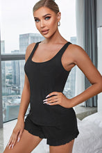 Load image into Gallery viewer, Scoop Neck Tank and Ruffled Shorts Lounge Set
