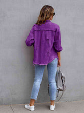 Load image into Gallery viewer, Distressed Drop Shoulder Denim Jacket