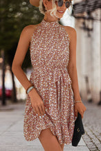 Load image into Gallery viewer, Floral Frill Trim Keyhole Sleeveless Dress