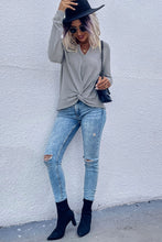Load image into Gallery viewer, Twist Front Long Sleeve Waffle Knit Top