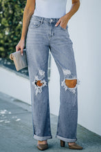 Load image into Gallery viewer, Distressed Straight Leg High Waist Jeans