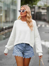 Load image into Gallery viewer, Dropped Shoulder Round Neck Long Sleeve Knit Top