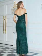 Load image into Gallery viewer, Sequin Off-Shoulder Backless Dress