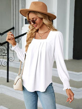 Load image into Gallery viewer, Ruched Square Neck Lantern Sleeve Blouse