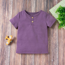 Load image into Gallery viewer, Kids Quarter Button T-Shirt and Drawstring Waist Shorts Set