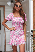 Load image into Gallery viewer, Floral Ruffle Hem Smocked Back Mini Dress