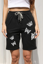 Load image into Gallery viewer, Butterfly Print Drawstring Waist Bermuda Shorts
