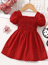 Load image into Gallery viewer, Baby Girl Printed Square Neck Smocked Dress