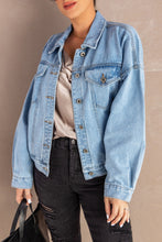 Load image into Gallery viewer, Button Down Dropped Shoulder Denim Jacket