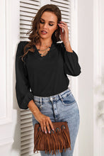 Load image into Gallery viewer, Chain Detail V-Neck Balloon Sleeve Blouse