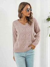 Load image into Gallery viewer, Openwork V-Neck Sweater