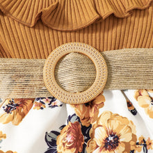 Load image into Gallery viewer, Floral Print Belted Ruffle Trim Short Dress