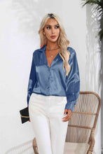 Load image into Gallery viewer, Lapel Collar Button Up Long Sleeve Shirt