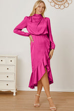 Load image into Gallery viewer, Mock Neck Ruffled Asymmetrical Dress