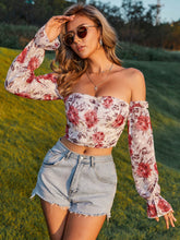 Load image into Gallery viewer, Floral Off-Shoulder Cropped Top