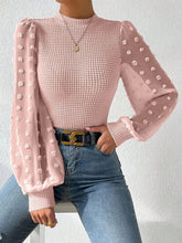 Load image into Gallery viewer, Swiss Dot Waffle-Knit Lantern Sleeve T-Shirt