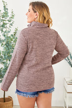Load image into Gallery viewer, Gray Heathered Turn-down Zip Collar Plus Size Sweatshirt