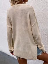 Load image into Gallery viewer, Buttoned Exposed Seam High-Low Sweater