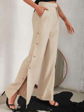 Load image into Gallery viewer, Side Button Pleated Wide Leg Pants
