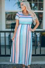 Load image into Gallery viewer, Striped Print High Waist Maxi Dress