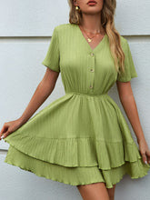 Load image into Gallery viewer, Button Down Layered Mini Dress