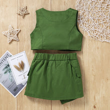 Load image into Gallery viewer, Buttoned V-Neck Tank and Skirt Set