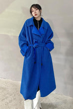 Load image into Gallery viewer, Double-Breasted Belted Lapel Collar Sherpa Coat
