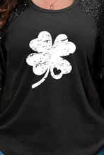 Load image into Gallery viewer, Plus Size Lucky Clover Sequin Round Neck Blouse