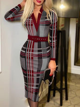 Load image into Gallery viewer, Printed Notched Long Sleeve Wrap Dress