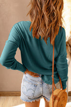 Load image into Gallery viewer, Waffle Knit Henley Long Sleeve Top