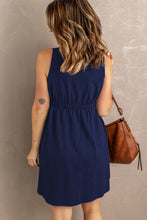 Load image into Gallery viewer, Button Front Empire Waist Sleeveless Slit Dress