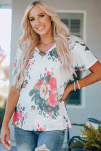 Load image into Gallery viewer, Floral V-Neck Tee Shirt